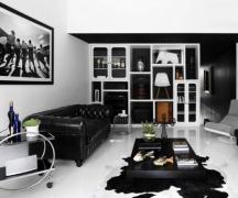 Мебель в черно-белой гостиной Интерьер черно белых тонах гостиной
